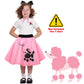 1950S Girls Poodle Skirt Dress Up Kit, Bobby Sock,Chiffon Scarf, 50S Costume Outfit For Kids Toddler (Pink, 7-10 Yrs)