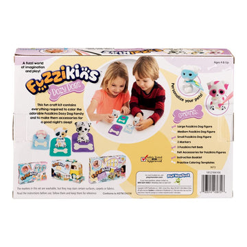PlayMonster Fuzzikins - Dozy Dogs - Fuzzy Coloring Arts & Crafts and Toy - Design It and Redesign It - For Ages 4+, Pink/Blue/Ye