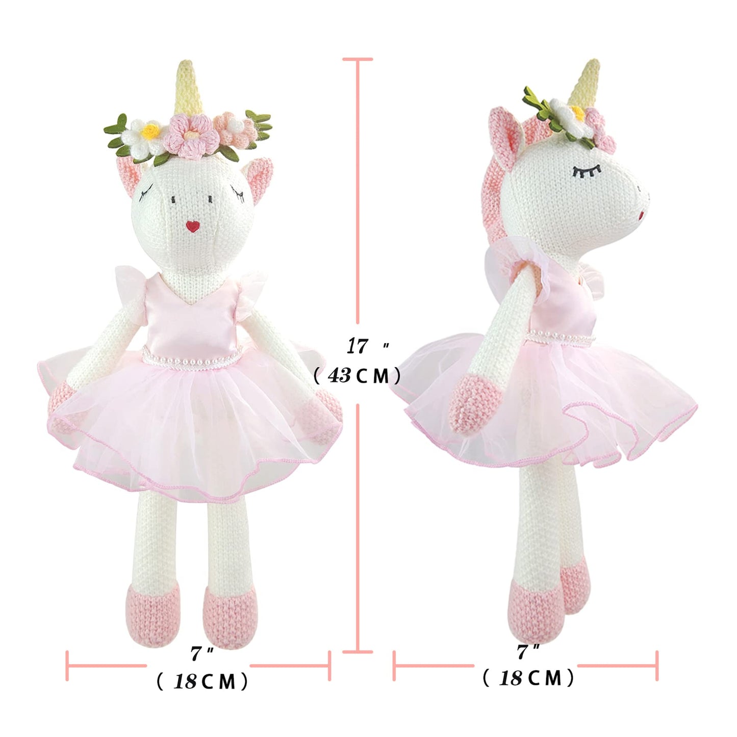 Justqunseen Unicorn Stuffed Animals Plush Ballerina Baby Doll, Unicorn Toys For Girls Age 4-6, Stuffed Animals For Girls 4 Year