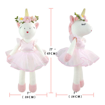 Justqunseen Unicorn Stuffed Animals Plush Ballerina Baby Doll, Unicorn Toys For Girls Age 4-6, Stuffed Animals For Girls 4 Year
