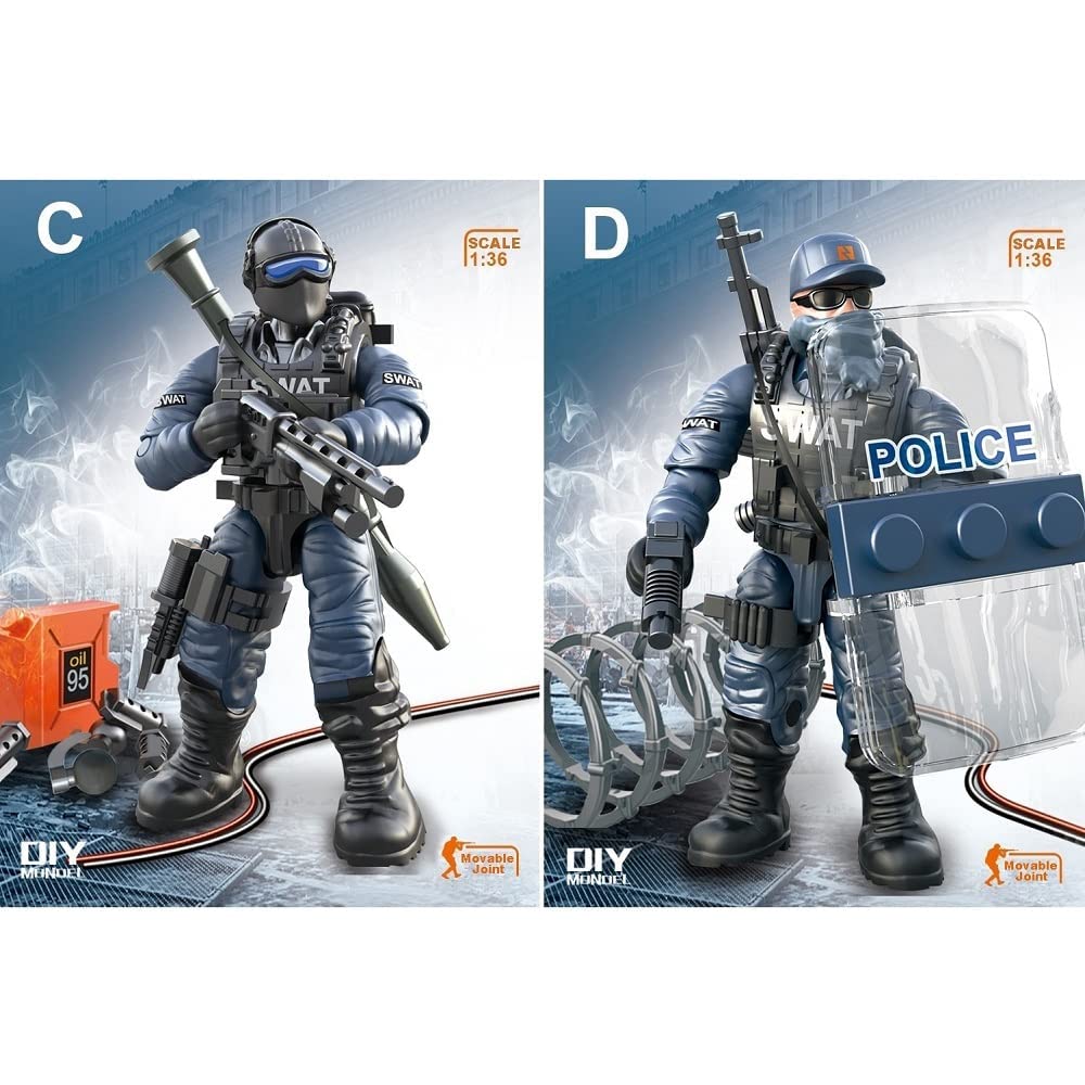 YEIBOBO ! Special Forces Mini Military Action Figure with  and Accessories (Lightning SWAT Team XJ-9902)