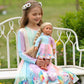 Bow Dream Cute Girl Dress And Matching American Girl Doll Clothes Accessories For Girls Dresses Size 130 Pink Unicorn
