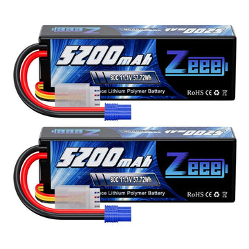 Zeee 3S Lipo Battery 5200Mah 11.1V 80C With Ec3 Plug Hard Case Battery For Rc Car Boat Truck Helicopter Airplane Racing Models(2