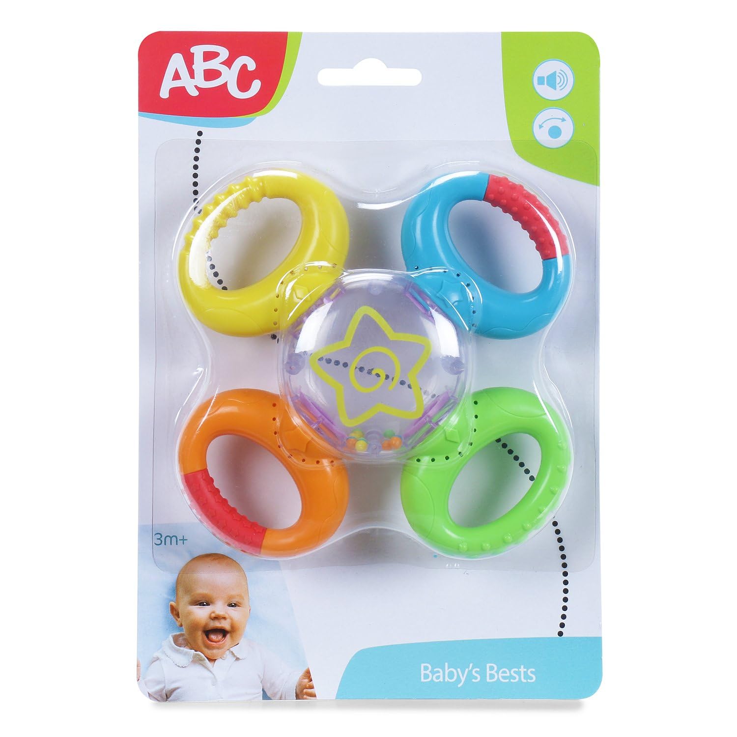 ToyStation Abc Multi Turn Rattle | Colorful Baby Toy For Sensory Development | Spinning & Textured Features | Lightweight & Eas