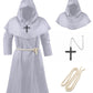 Knelor Kids' Medieval Monk Hooded Robe - Renaissance Priest Cloak For Halloween