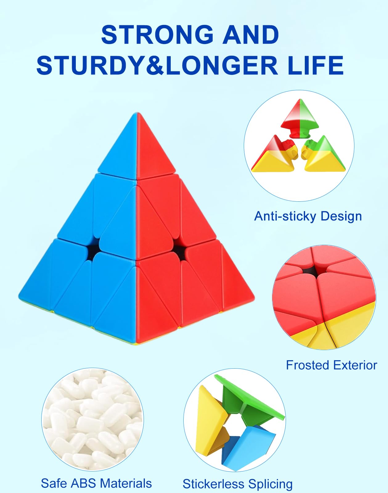Cfmour Speed Cube Set - Moyu Meilong 2X2X2 3X3X3 Pyramid Cube Bundle | Stickerless Magic Cubes With Smooth Turning | Brain Teaser Puzzle Toys For Kids & Adults