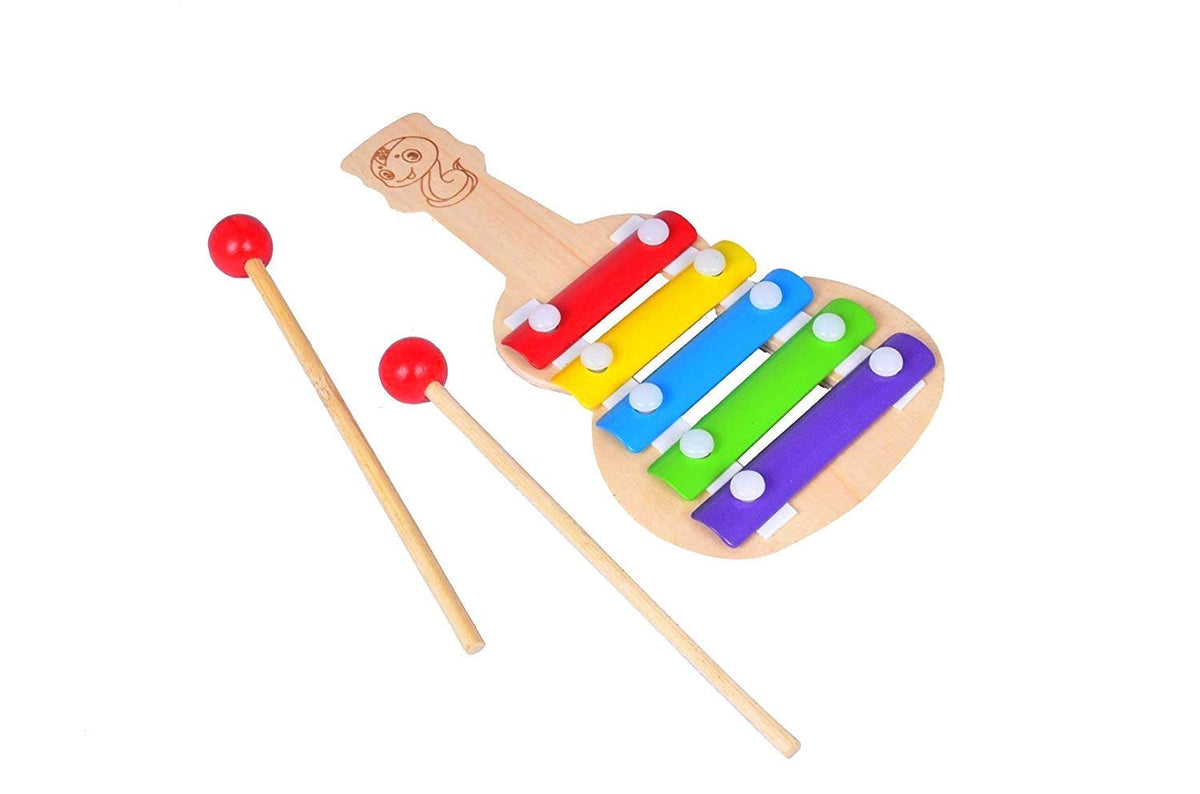 Antlantic Wood Store Xylophone Guitar Wooden (5 nodes) | Kids First Musical Sound Instrument Toy | Babies Toddlers 6 Months + (S
