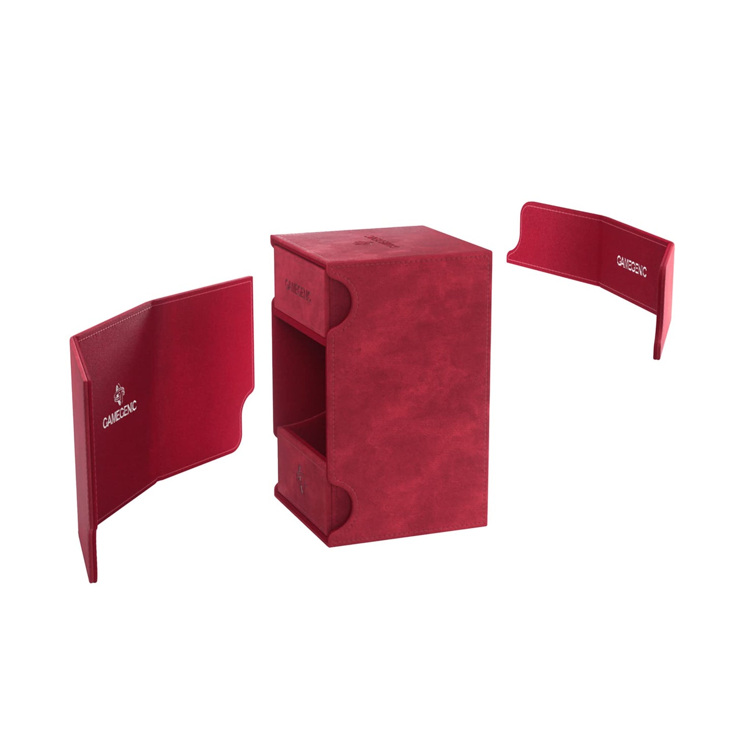 Gamegenic Watchtower 100+ XL Convertible Deck Box - Red, Double-Sleeved Card Storage, Plastic, Model GGS20105ML