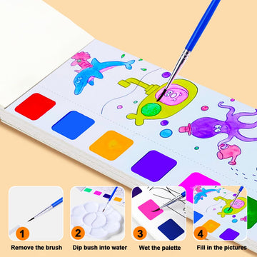 Baoxue 4Pack Water Color Paint Sets For Kids, Pocket Watercolor Painting Book, Paint With Water Books For Toddlers, Art Craft Set For Drawing With Brush