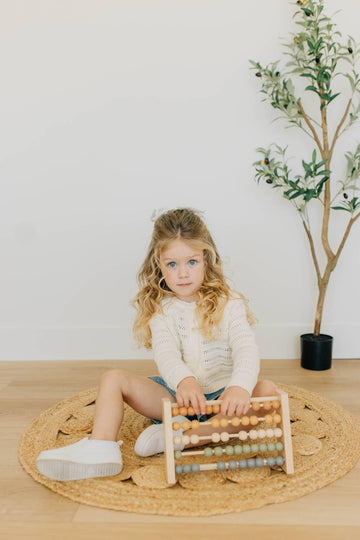 Brooklyn Neutral Boho Abacus - STEM Toy- Boho Nursery Decor and Playroom Decor- Math Toddler Toy with Beads- Montessori Toys - A