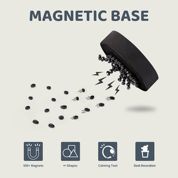 Likee Easy-Shape Ferrite Putty Magnetic Fidget Toys For Men Women Adult Stress Relief, Include Strong Magnet Base & 500+ Black Pebbles, Captivating Desk Decoration Thoughtful Colleague Gifts (Black)