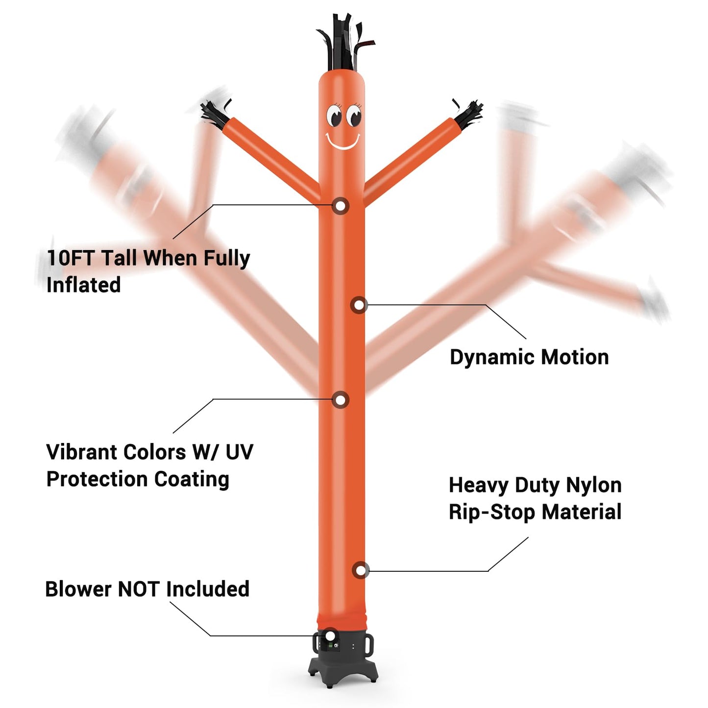 Mounto 20Ft 18Inch Fly Puppet Dancer Tube Man Fly Guy Puppet Dancer (Orange)