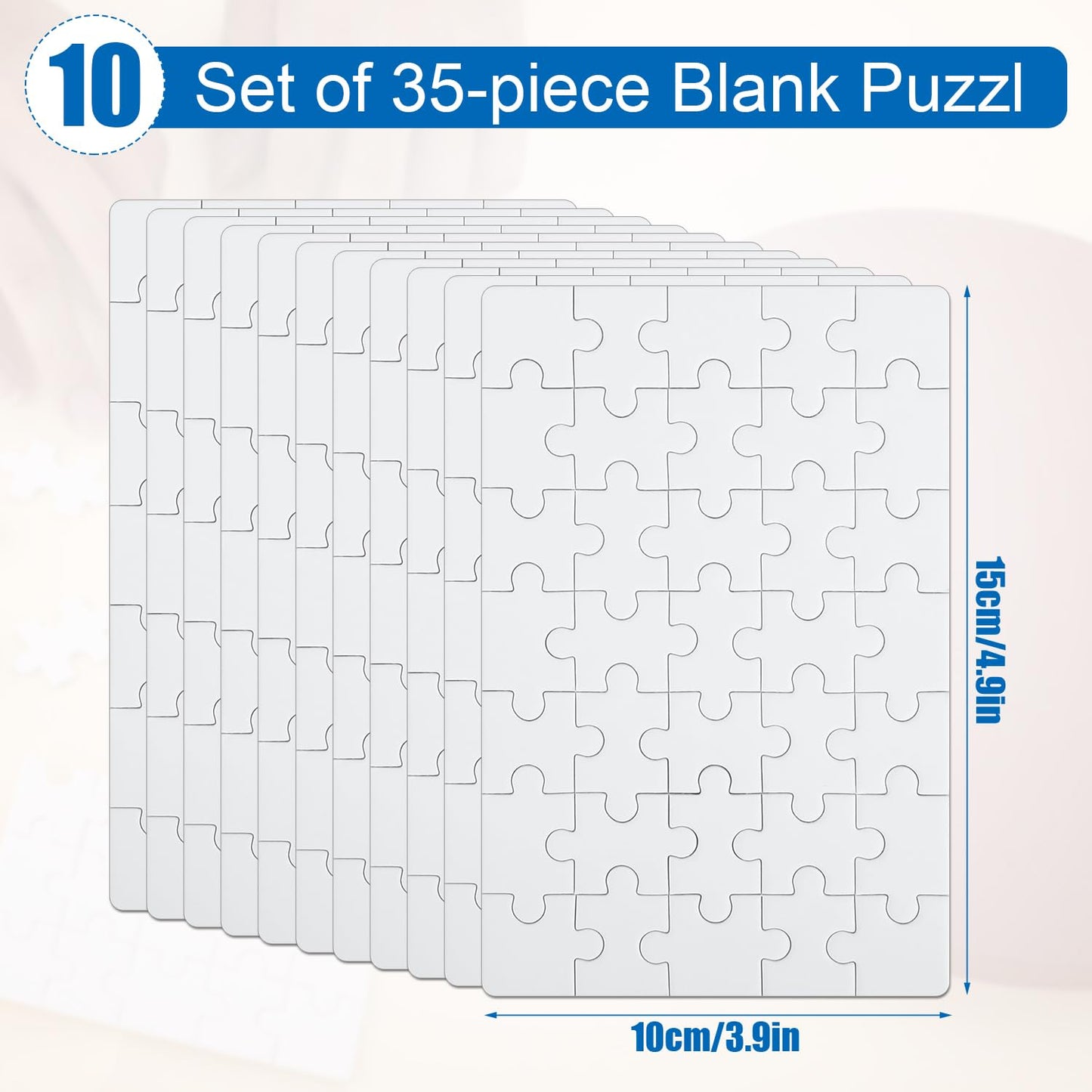10 Sheet of Blank Puzzles to Drawn Write On  3.9x5.9in  35 Pieces a Sheet  All White Jigsaw DIY Puzzle Kit Paintable Puzzle Writable Puzzle Heat Transfer Puzzle for Kids Brain Game