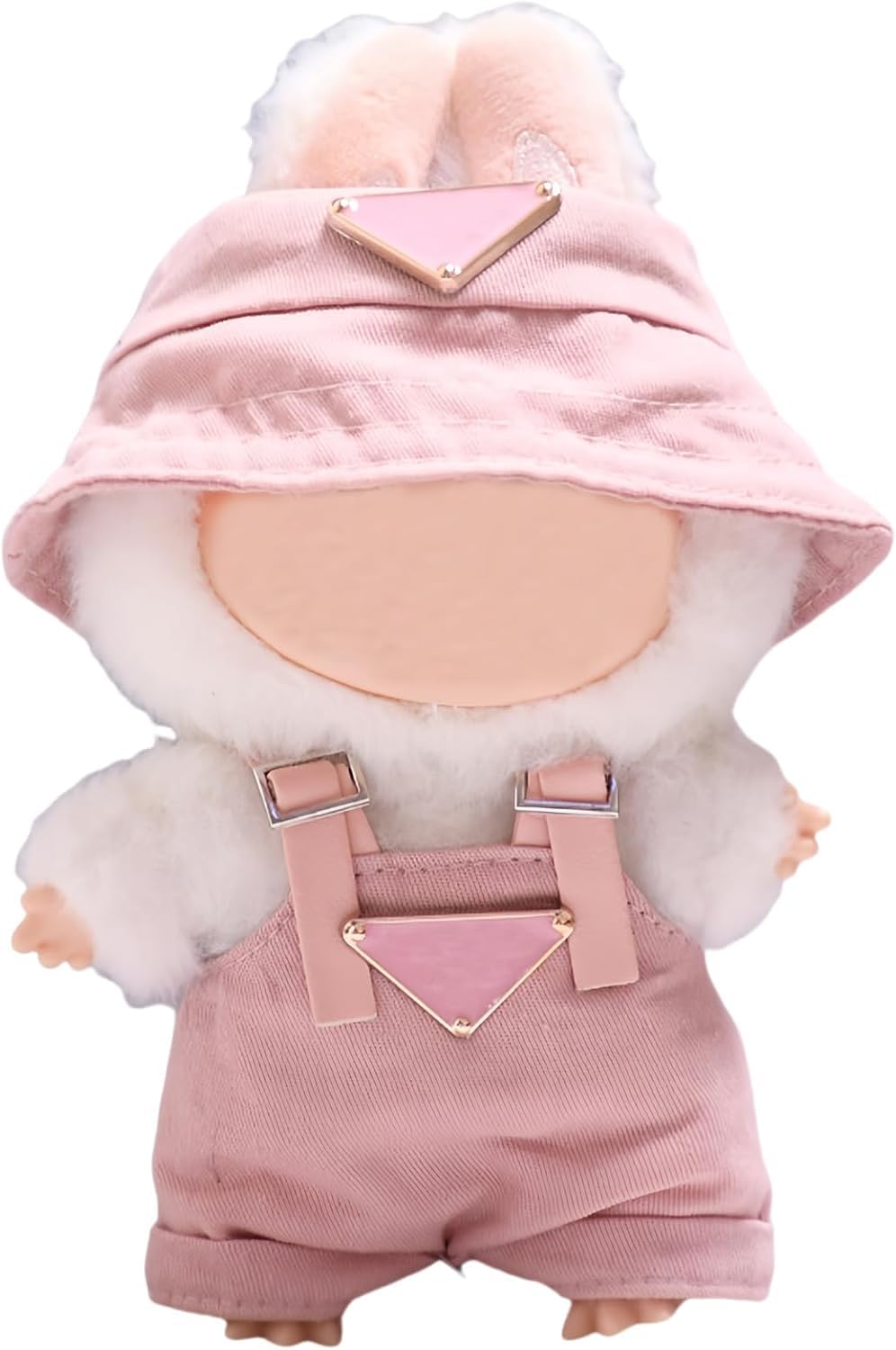 Clothes for Labubu 17cm (NO Doll) - Designer-Inspired Pink Hat & Overalls Set  Cute Labubu Clothes & enhanced Dress-Up Accessories for 17cm Labubu Dolls