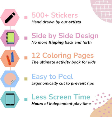 CUPKIN Sticker Book for Kids - 500+ Sports Stickers, 12 Coloring Pages, Fun Activity for Ages 4-10, Travel-Friendly