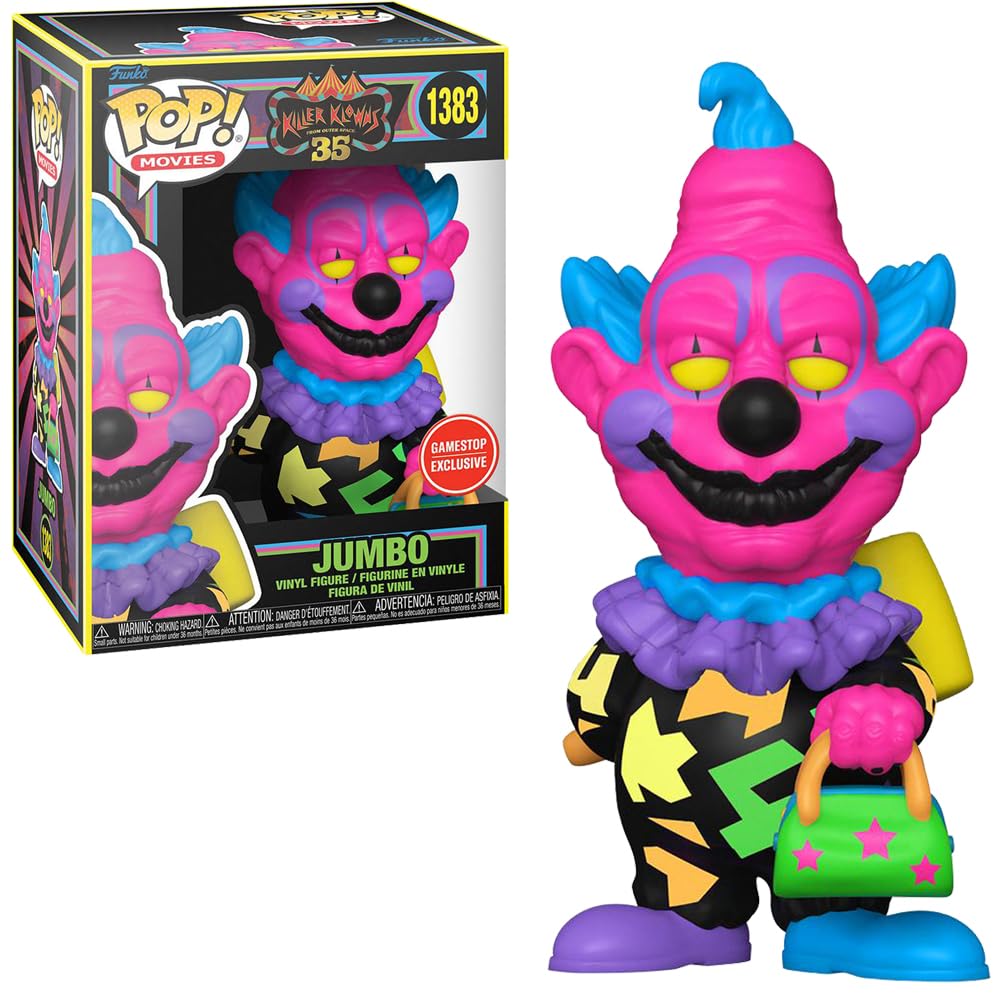 Funko POP! Jumbo in Blacklight Killer Klowns from Outer Space 35th Anniversary POP! Movies Gamestop limited availability Vinyl Figure