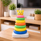 Colorful Stacking Ring Toy with Teddy Bear Topper, 7 Piece Rainbow Ring Set, Educational Development Toy for Baby Boys and Girls