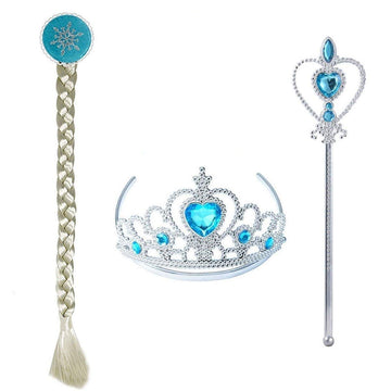 FancyDressWale Party Favour Princess Crown Tiara,Briad and Wand for Girls 310 Years/Return Gifts (Elsia Accessories, Pack of 5 