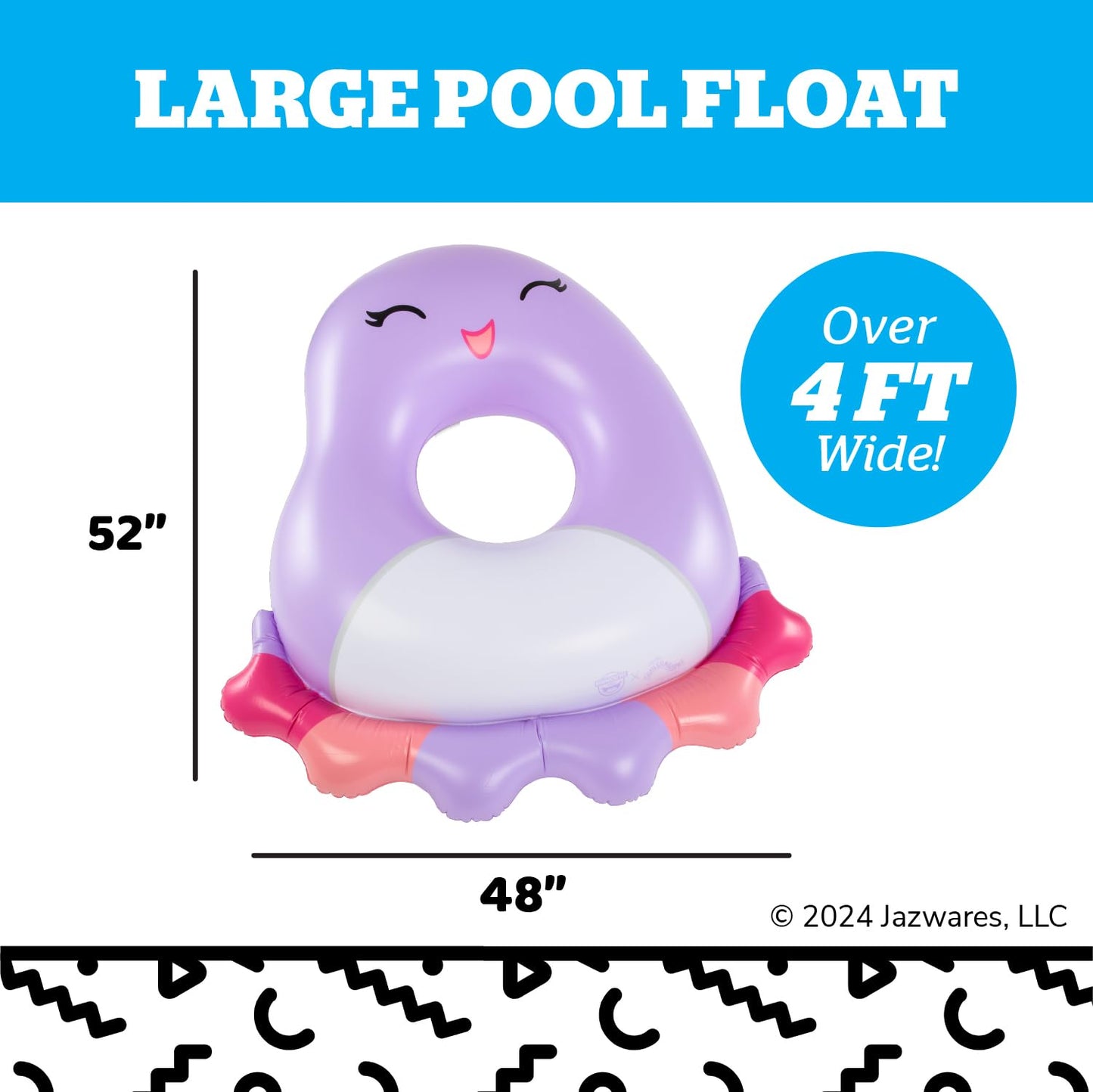 Bigmouth X Squishmallows Original Large Inflatable Pool Float, Swim Ring For Adults And Kids, Pool Party Supplies & Water Toys - Beula The Octopus