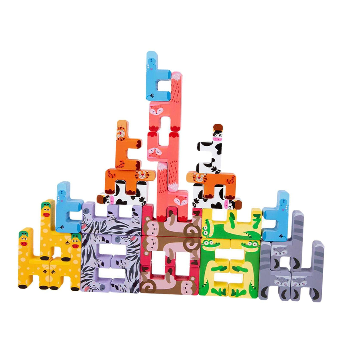 ILSMYSUTRA 27 Pieces Animal Puzzle Stacker Montessori Hand Eye Coordination for Kids