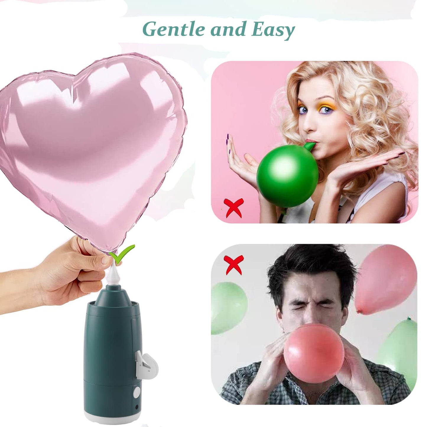 Electric Magic Balloon Pump,Portable Electric Air Inflator Party Air Blower Pump with 1 Nozzle 1 Balloon Cutter and 10 Pcs Long