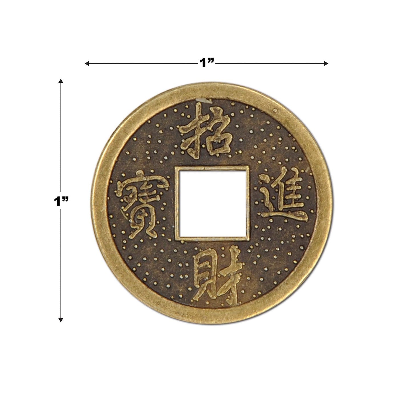 GeoFossils Authentic Chinese Good Luck Coins, Gold Plastic, 1 Inch, Model 57856, 25 Coins in Package