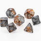 Chessex Manufacturing 26424 Cube Gemini Set Of 7 Dice - Copper & Steel With White Numbering