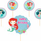 Untumble Mermaid Theme Birthday Decoration Cake And Cup Cake Toppers Kit | Mermaid Theme For Decoration | Mermaid Theme Birthday