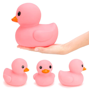 Liberty Imports XL Jumbo Rubber Duck Bath Toy - 8-Inch Waterproof Pink Duck for Kids, Baby Shower, Party Gift