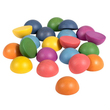 Tickit Rainbow Wooden Semispheres - Set Of 21 - Loose Parts Wooden Toy For Babies And Toddlers 10M+ - Inspire Curiosity And Open