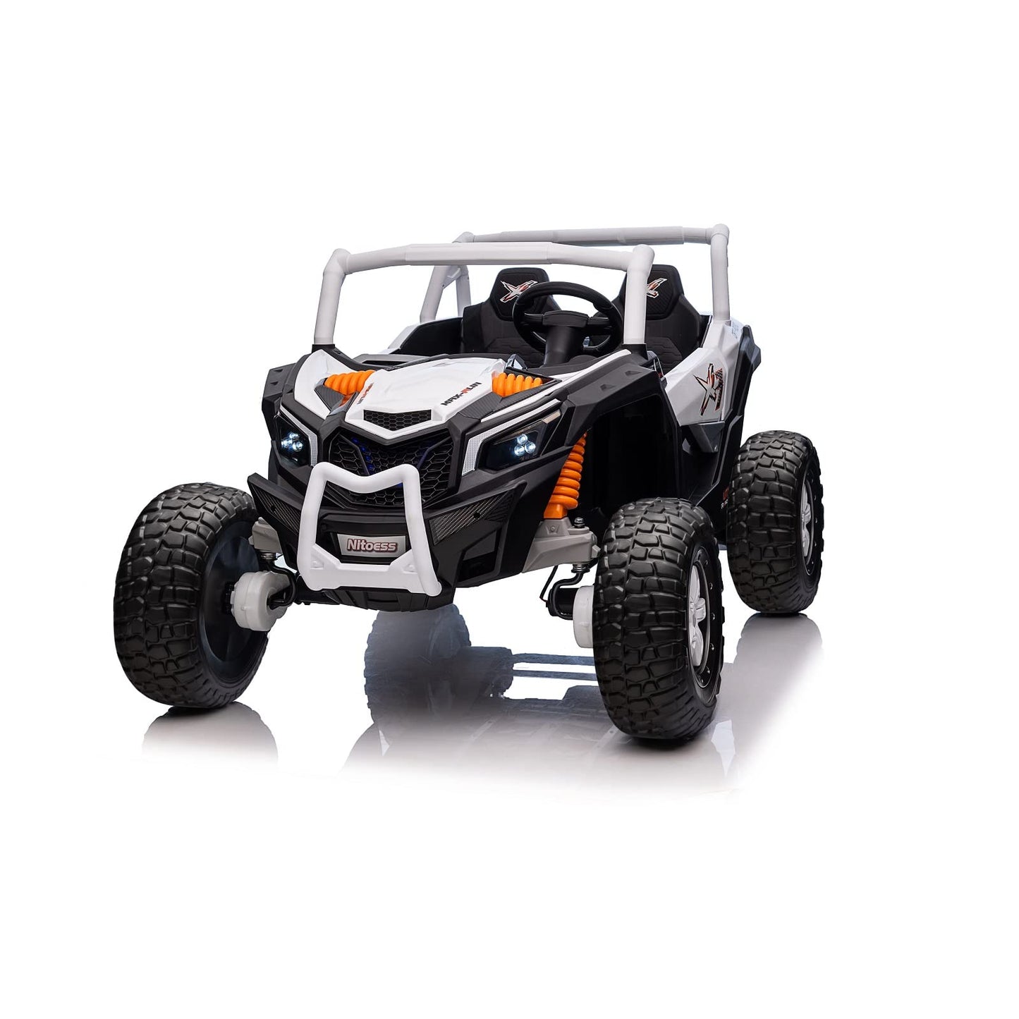 Nitoess Xxxl 24V Ride On Utv For Kids 2 Seater, 4Wd Ride On Buggy Power With Remote Control, 3-12Yrs Electric Car Bluetooth/Aux/Tf Slot,Max Load Capacity 200Lbs(White)