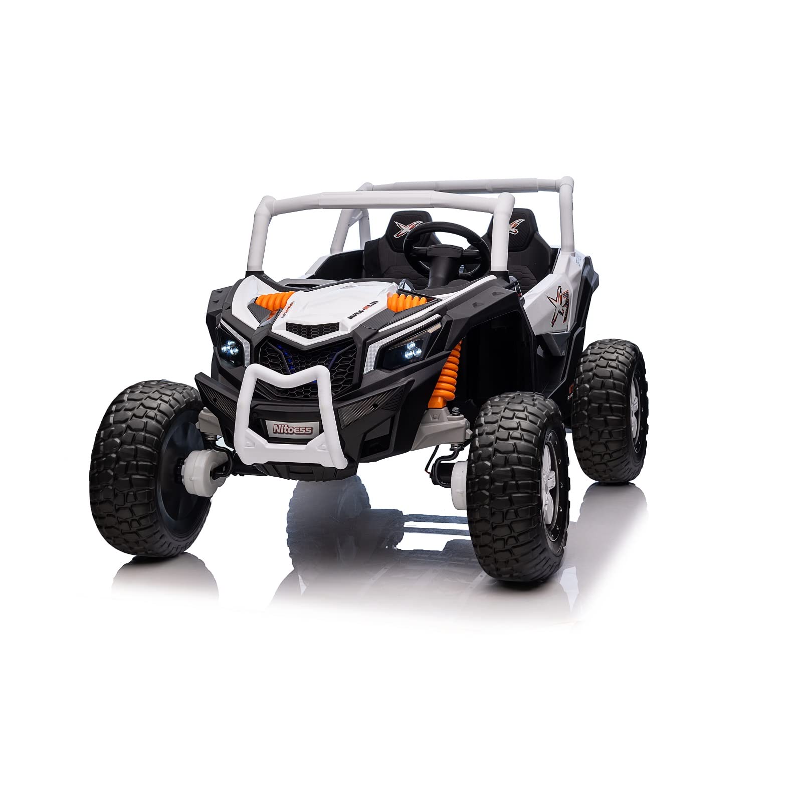 Nitoess Xxxl 24V Ride On Utv For Kids 2 Seater, 4Wd Ride On Buggy Power With Remote Control, 3-12Yrs Electric Car Bluetooth/Aux/Tf Slot,Max Load Capacity 200Lbs(White)