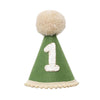 Boho 1st Birthday Hat Decorations for Baby Boys Handmade Natural Outfit First Birthday Party Hat Green