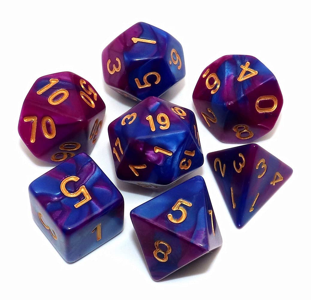 Creebuy 7Pcs Blue Purple Dnd Dice Set Rpg Polyhedral Dice For Dungeon And Dragons Mtg D&D D20 D12 D10 D8 D6 D4
