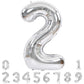 Toniful 40 Inch Silver Large Numbers Balloons 0-9, Number 2 Digital 2 Helium Balloons, Foil Mylar Big Number Balloons For Birthd
