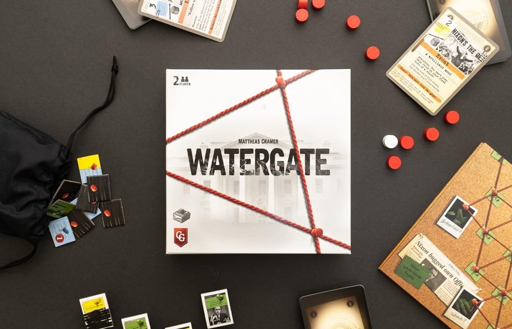 Capstone Games Watergate Strategy Board Game, 2-Player, Ages 12+, 30-60 Min Playtime, White, Model CSGFG1001
