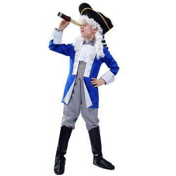 Boy Colonial Costume Cosplay Kids General Medieval Costumes(13-14 Years)
