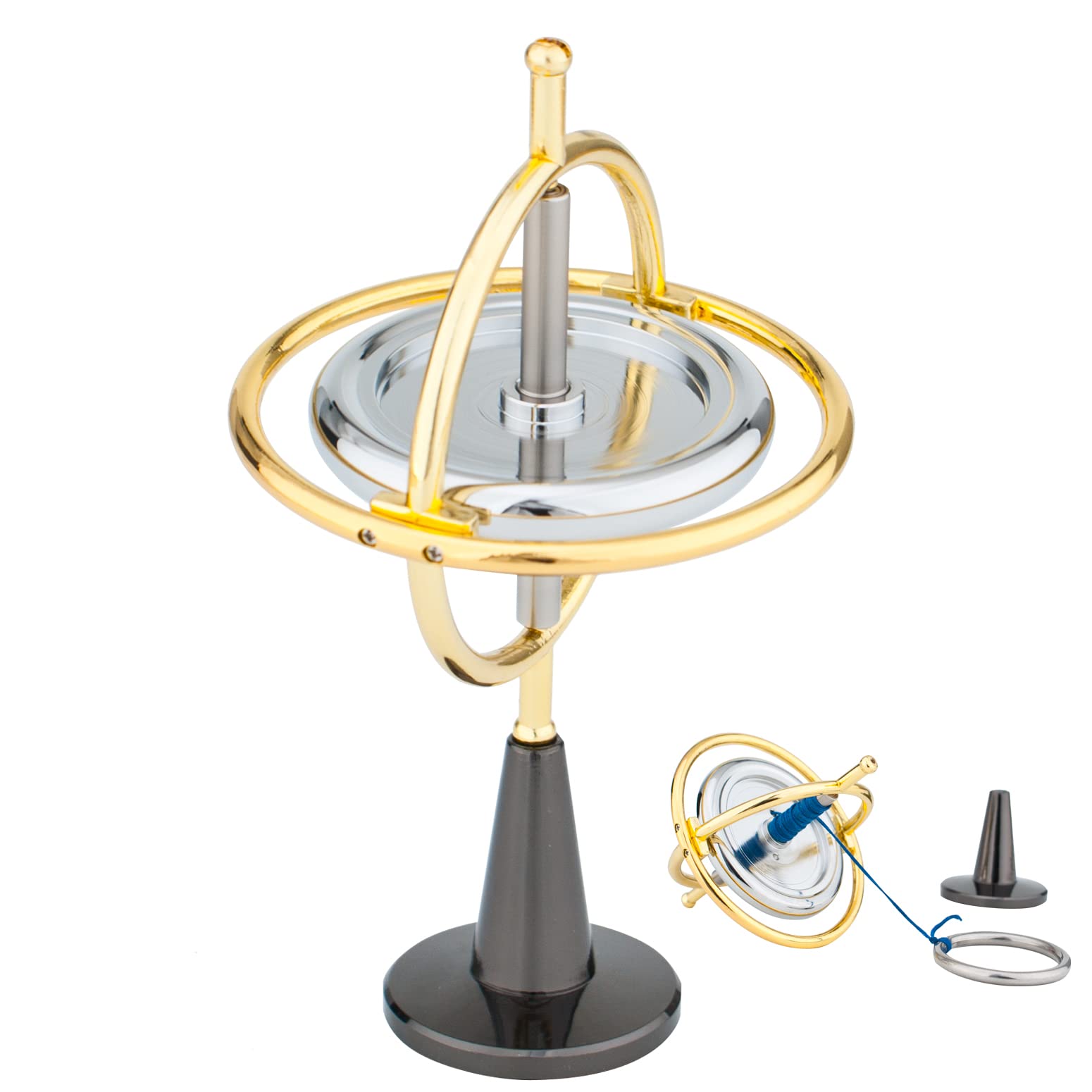 DjuiinoStar Heavy Duty Gyroscope (CNC Machined Solid Steel Rotor): Stable&Robust (Pass 2nd Floor Drop Test); Long Spin Time (More Tricks); enhanced Fidget Toy  Magic Anti-Gravity Gear DG-5PROLite-03