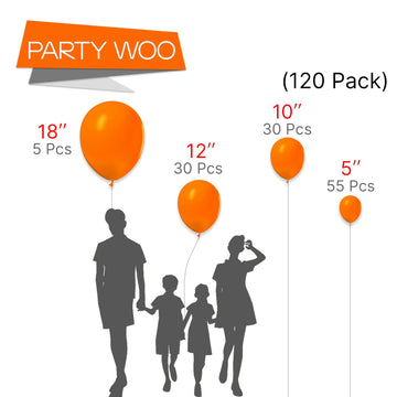 Partywoo Orange Balloons 120 Pcs Orange Balloon Different Sizes Pack Of 18 12 10 5 Inch Pumpkin Balloons Balloon Garland Arch Kit For Thanksgiving Halloween Fall Birthday Party Decorations Orange-Y9