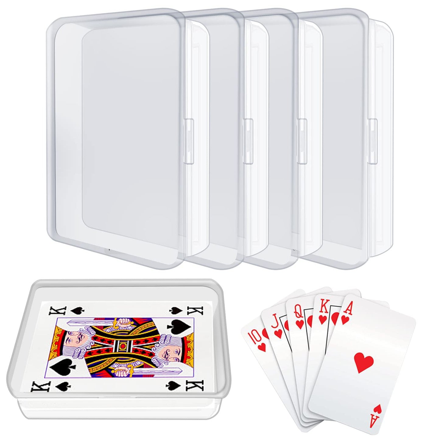Iokuki 4 Pcs Blank Playing Card Case, Clear Card Deck Box, Plastic Playing Game Card Storage Box Holder For Bank Card, Business Card, Game Card, Ptcg Cards