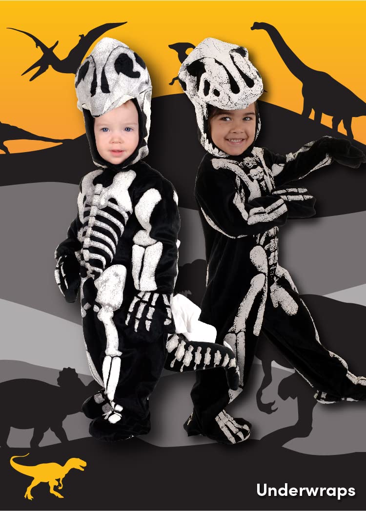 Underwraps Boys Toddlers T-Rex Skeleton - Fossil Costume, Black/White, Medium 18-24M Us