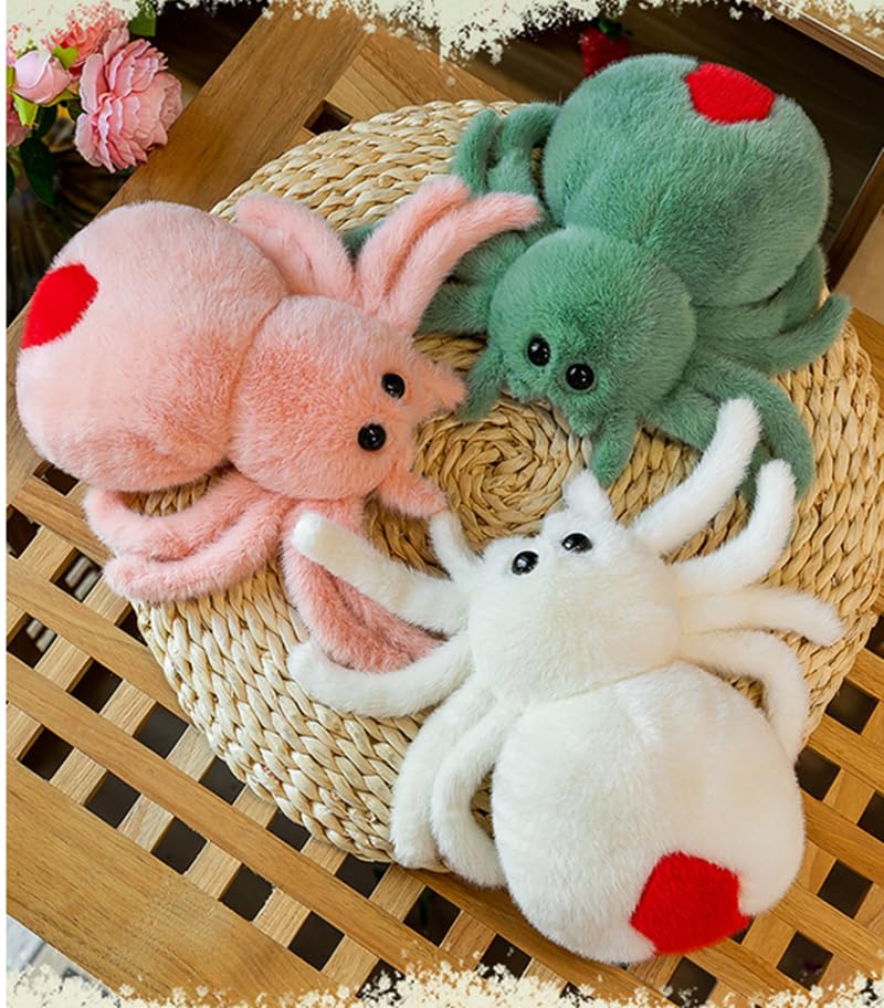 Joson 10 Inch Halloween Cartoon Spider Plush Toy, Cute Spider Plush Toy, Boys Girls Bedroom Party Decoration (Pink)