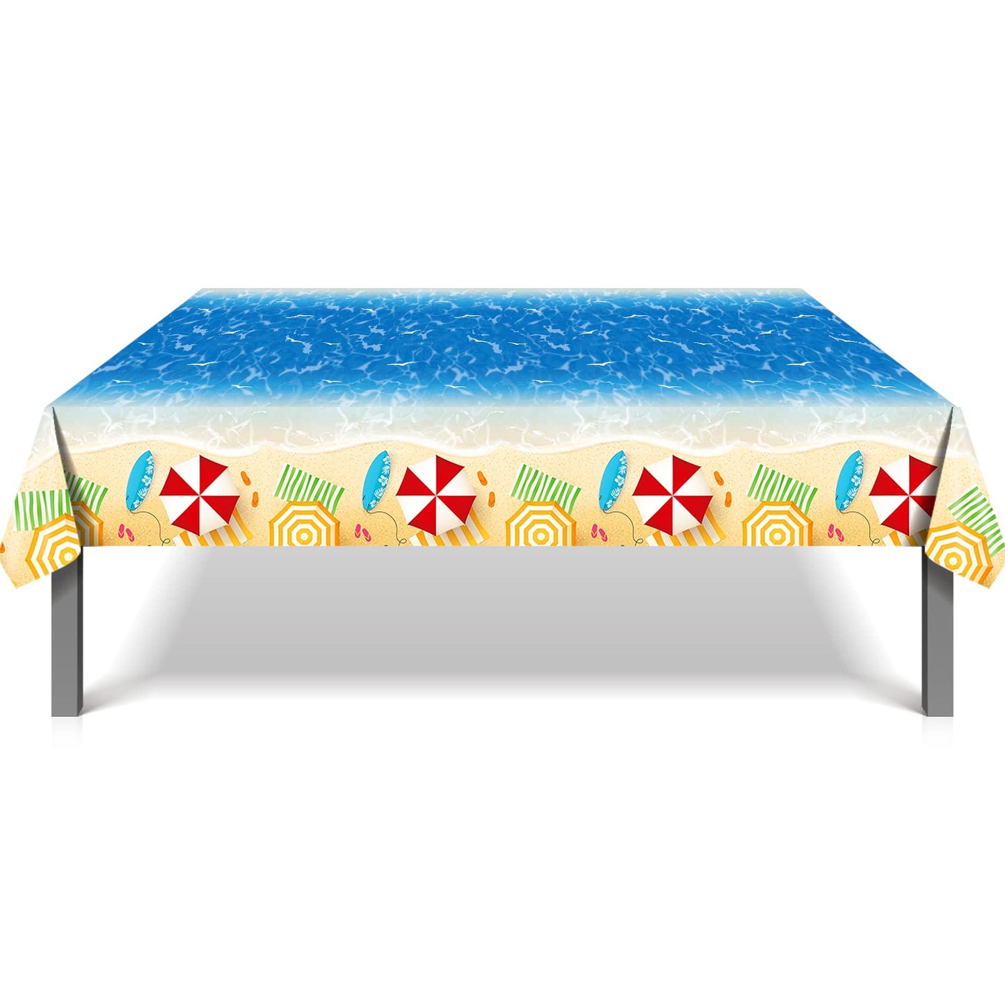 Lide Road 2 Pcs Summer Beach Tablecloth Hawaiian Decorations Disposable Plastic Pool Tablecloth Table Cover for Picnic Beach The