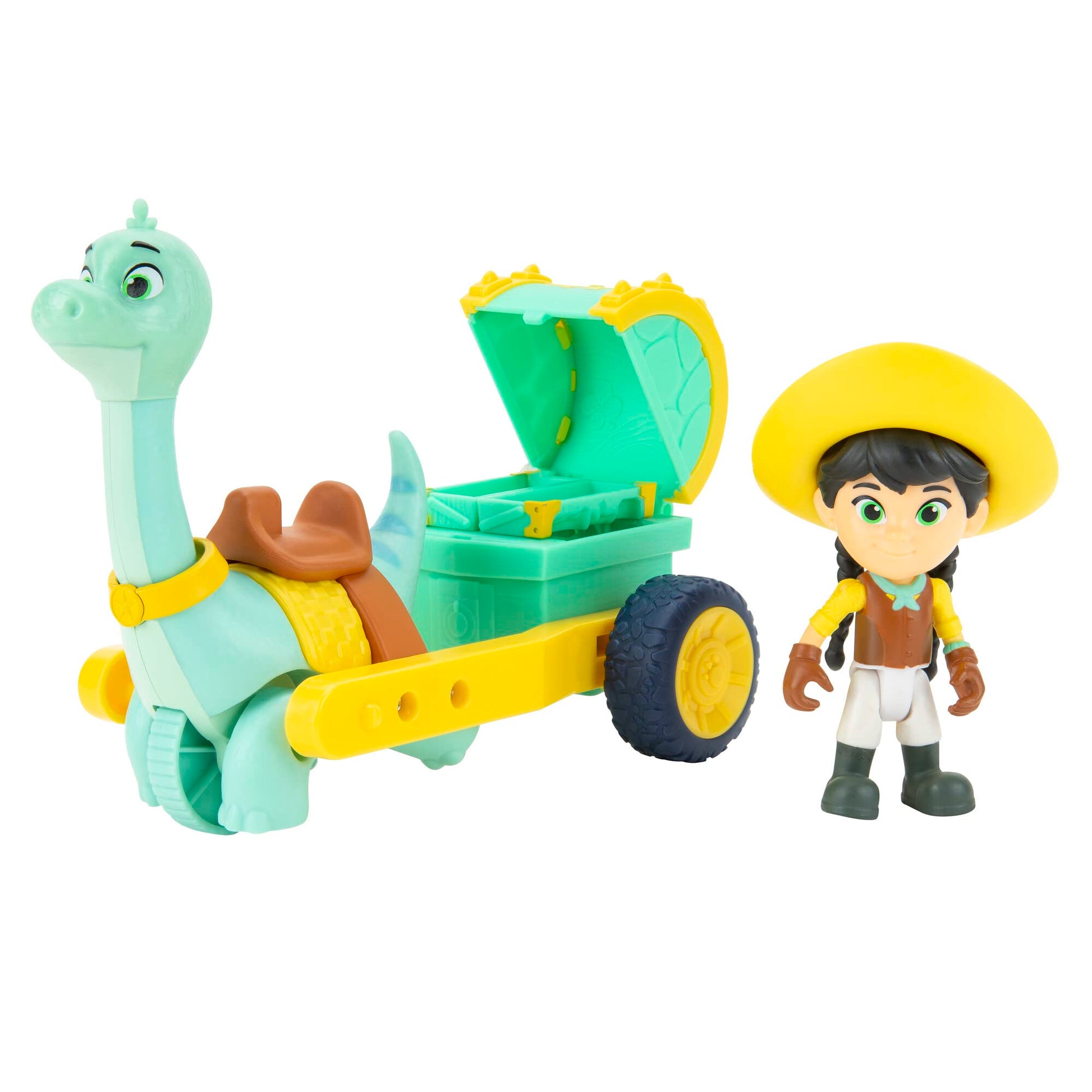 Dino Ranch Min and Clovers Care Cart Vehicle - Features 5    Dino Clover Care Cart and 3    Dino Rancher Min - Three Styles to C