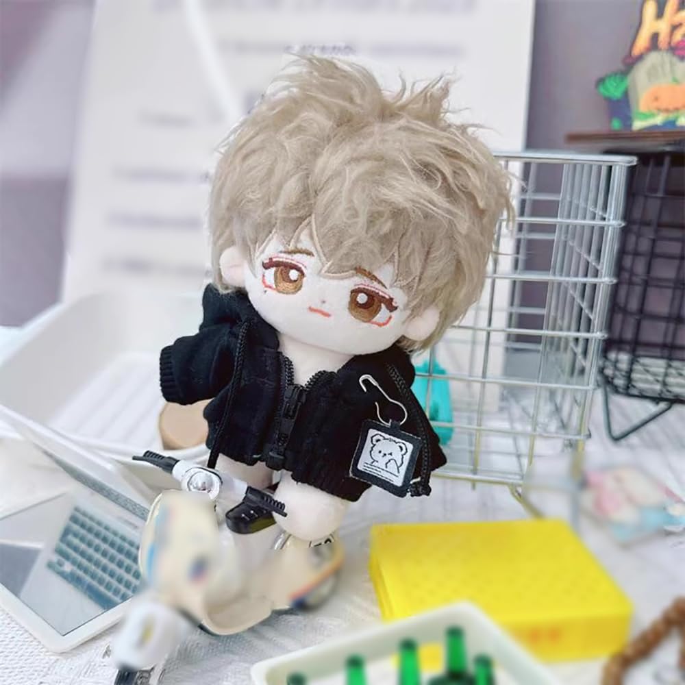 Niannyyhouse 10Cm~15Cm 20Cm Plush Doll Clothes Hoodie Cardigan Jacket Soft Stuffed Plush Toy Dress Up (Black 10Cm~15Cm)