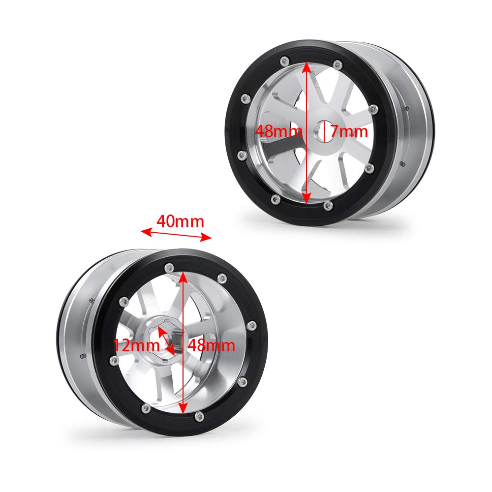 4Pcs 1/10 Rc Alloy 2.2'' Beadlock Wheel Rim For Axial Wraith Rr10 Scx10 Ii Trx4