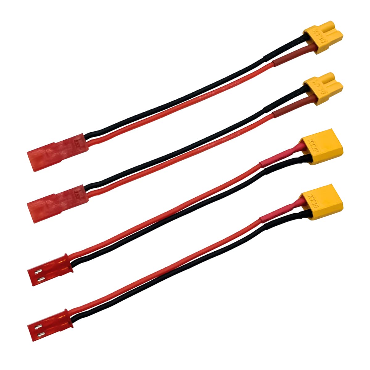 2pairs XT30 Plug to JST Connector Male Female 20AWG Silicone Cable Wire Adapter for RC FPV ESC Speed Controller Lipo Battery Cha