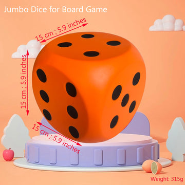 Giant 5.9 Inches Kawaii Foam Dice: A Fun-Filled, Educational Toy for Game Nights and Learning Sessions (Lucky Orange)