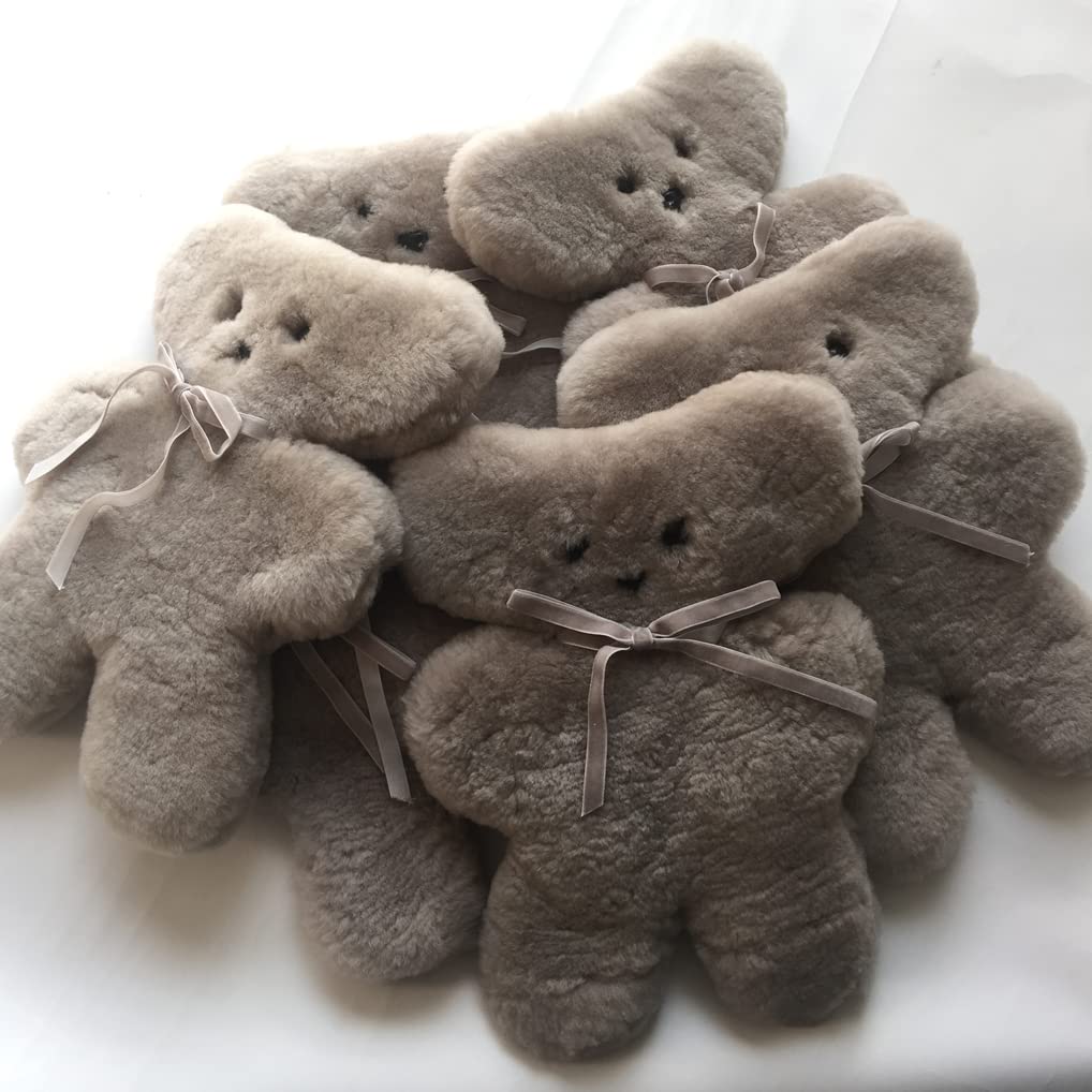 Funlife 100% Australian Soft Cuddly Sheepskin Flat Teddy Bear For Baby Birthday Gift,Gray