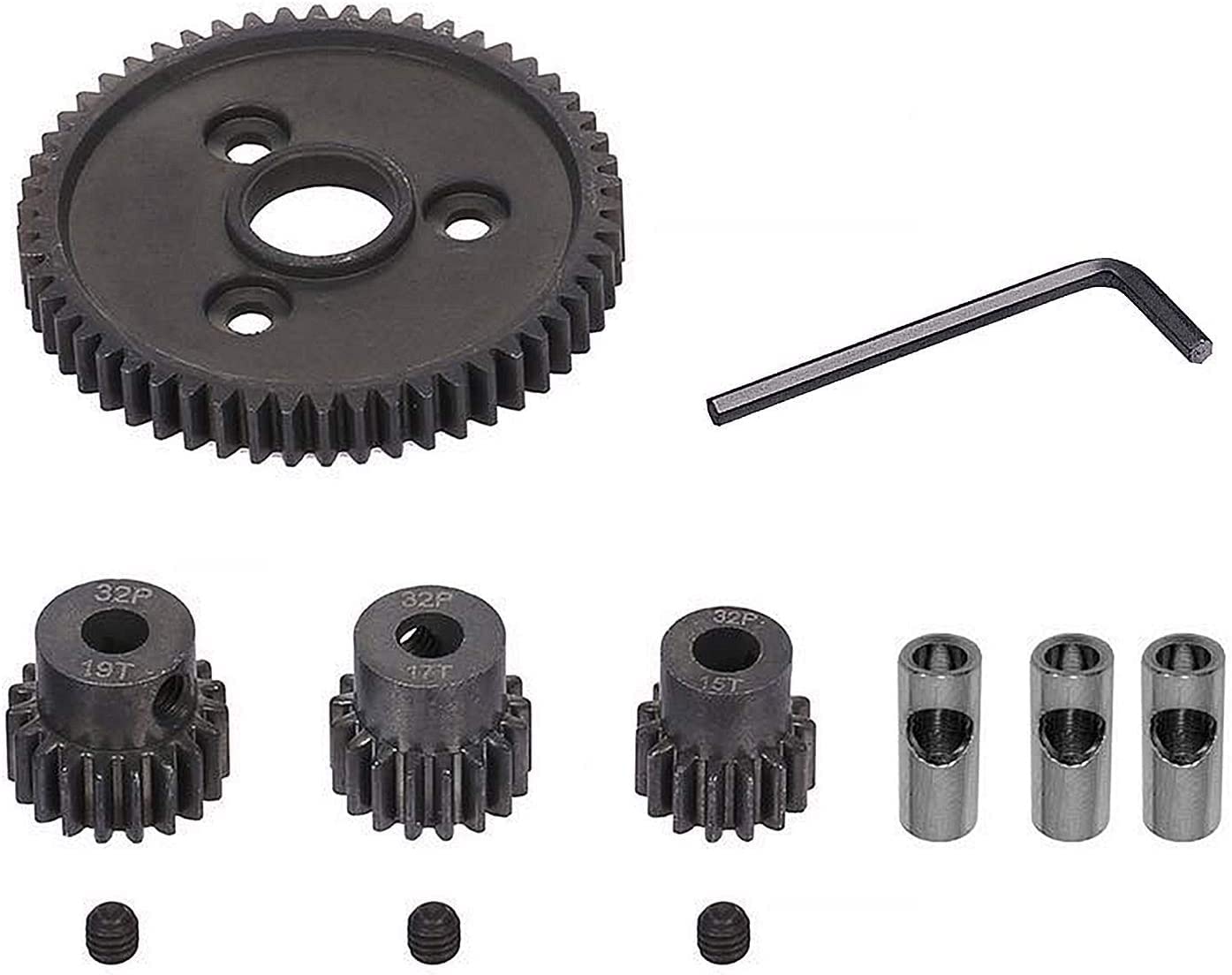 Rc Metal Steel 54T 32P Spur Gear with 15T/17T/19T Pinions Gear Sets Replace 3956 for Traxxas Slash 4x4 4WD/2WD/VXL Rally/Stamped